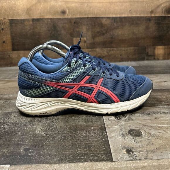 ASICS Women’s Size 8.5 Gel Contend 6 Running Shoes Blue White Lace Up Mesh - Picture 1 of 10